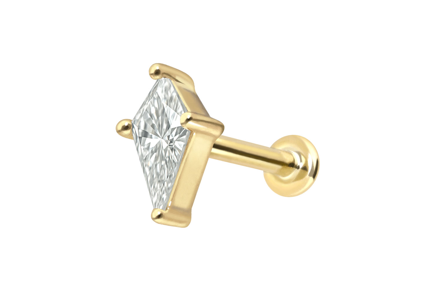 18 Karat Gold Labret Piercing mit Innengewinde DIAMANT-SCHILD